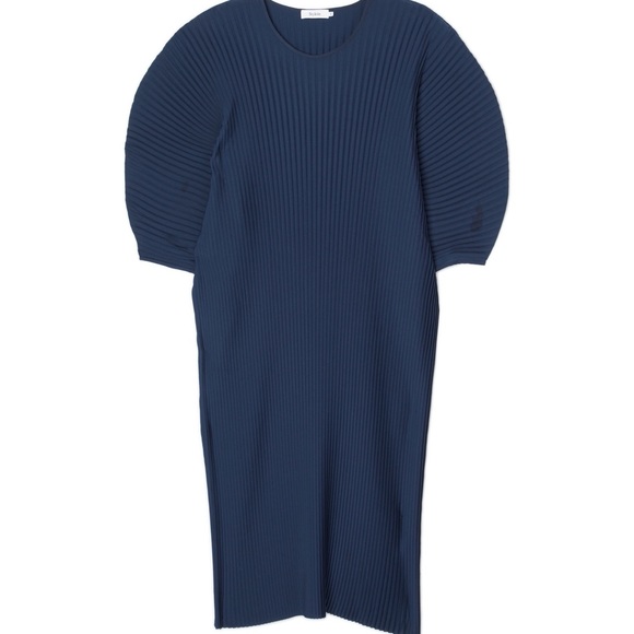 NWT Stylein Isadora Pleated Midi Dress-Navy Blue - Picture 4 of 6